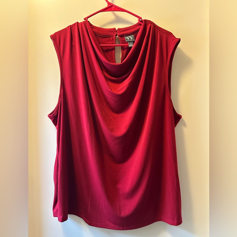 Worthington Rich Red Draped Blouse